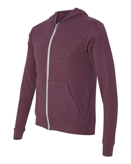 BELLA + CANVAS Men's Triblend Full-Zip Lightweight Hoodie BC3939 Mens Apparel Sweatshirts & Fleece