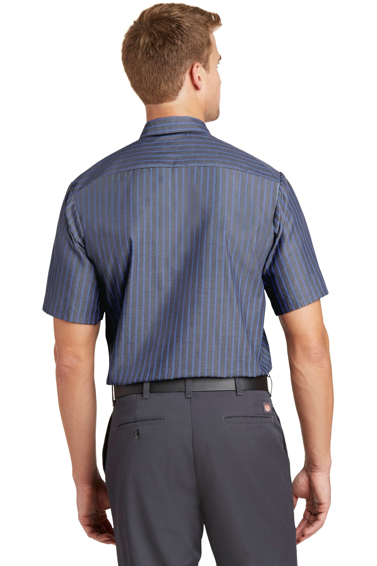Red Kap Men's Short Sleeve Industrial Stripe Work Shirt. SL20 Corporate Apparel Shirts & Tops