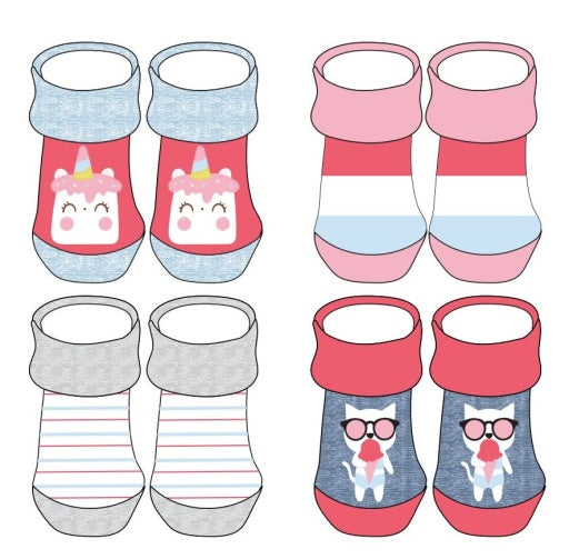 Tic-Tac-Toe Girl's 4 Pack Infant S Non Terry Bootie Box Set Youth Apparel Infant & Toddler