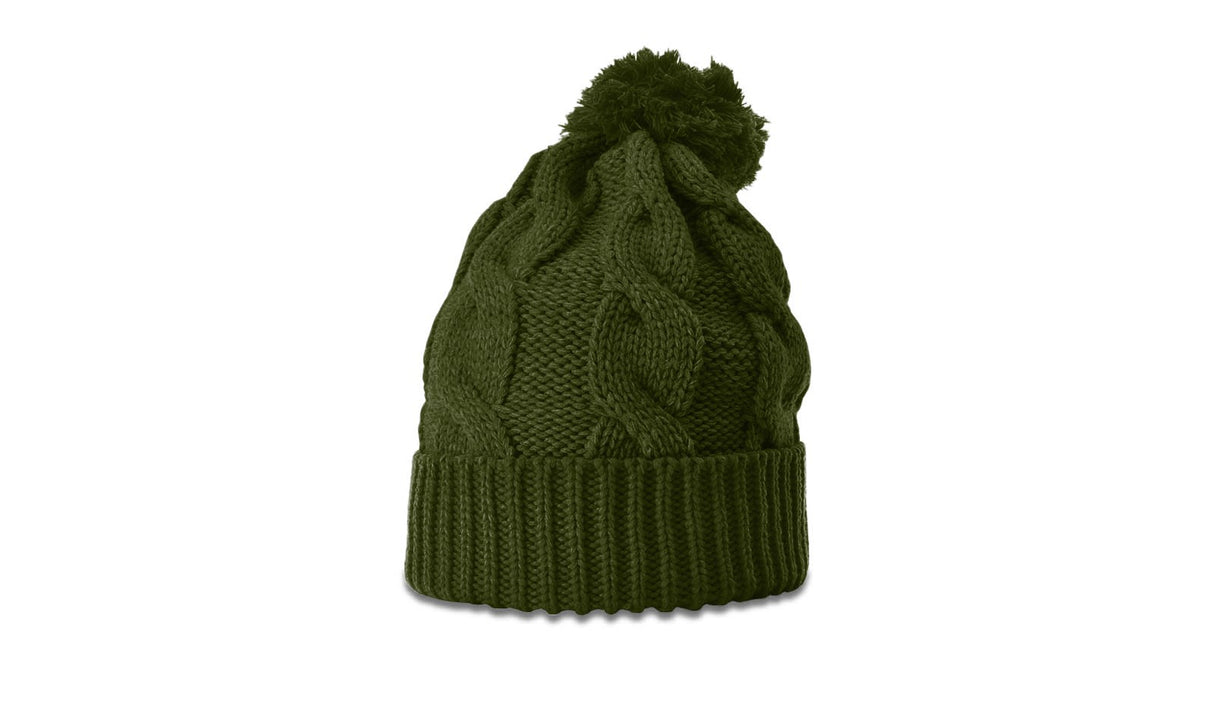 Richardson Chunk Twist Knit Beanie with Cuff & Pom Unisex Accessories Hats & Caps
