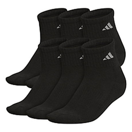 adidas Women's Athletic Cushioned 6-Pack Quarter Socks Unisex Accessories Socks