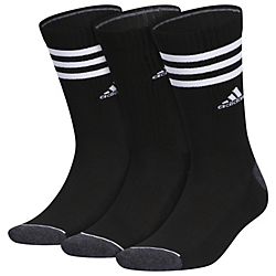 adidas Men's Cushioned 3-Stripe 3.0 3-Pack Crew Socks Unisex Accessories Socks
