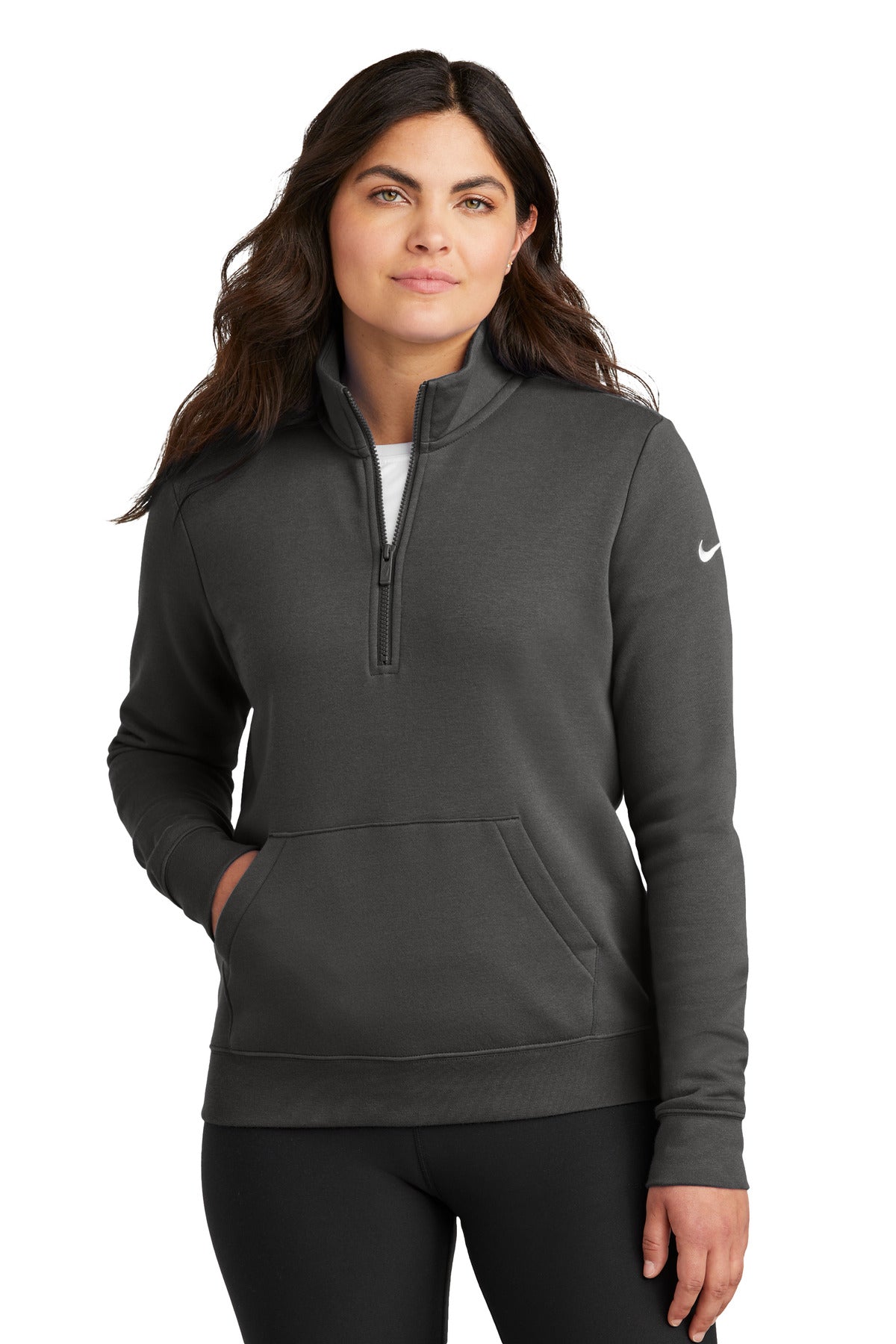 Nike Women's Club Fleece Sleeve Swoosh 1/2 Zip. NKDX6720
