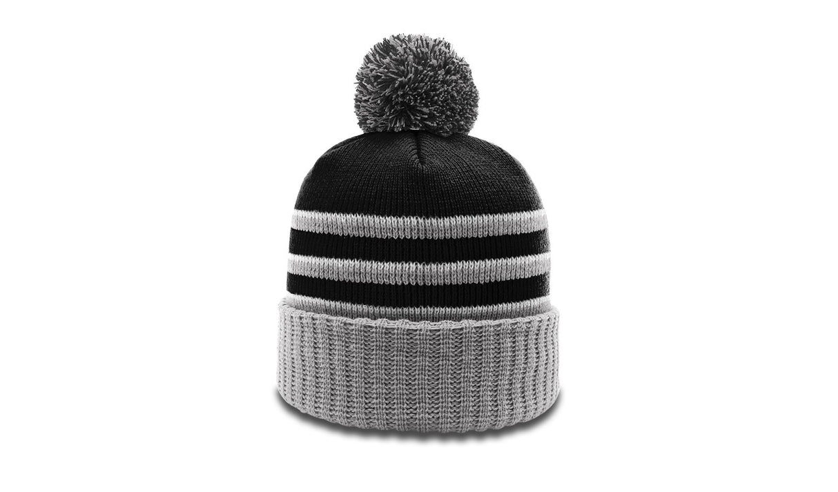Richardson Striped Beanie with Cuff & Pom Unisex Accessories Hats & Caps