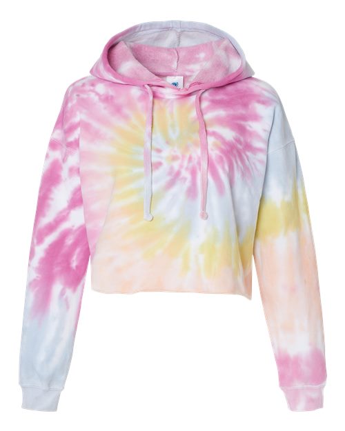 Colortone Women's Tie-Dyed Crop Hooded Sweatshirt Womens Apparel Sweatshirts & Fleece