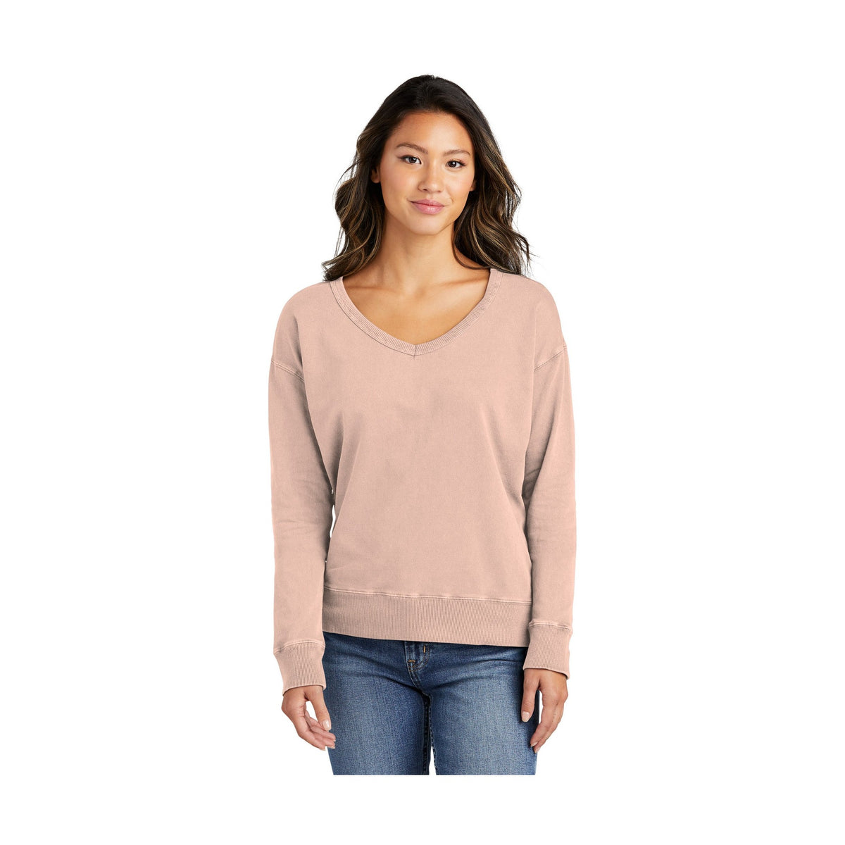Port & Co Women's Beach Wash Garment-Dyed V-Neck Sweatshirt LPC098V