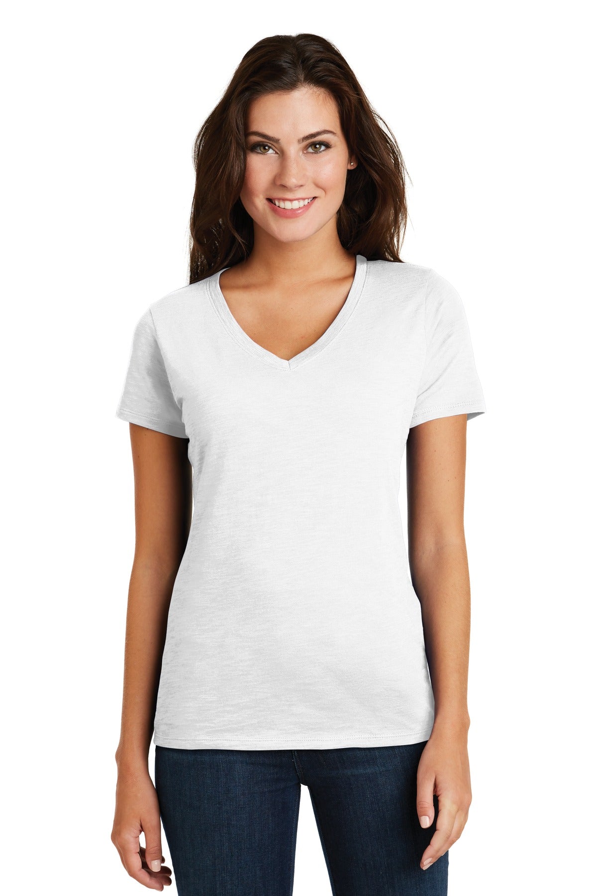 District Women's Super Slub V-Neck Tee-1