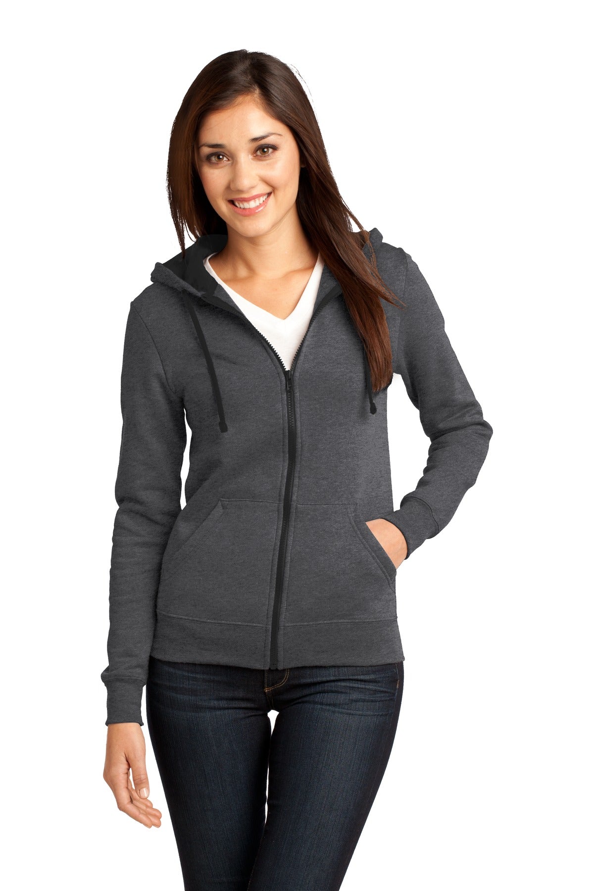 District Juniors The Concert Fleece Full-Zip Hoodie. DT801 Womens Apparel Sweatshirts & Fleece