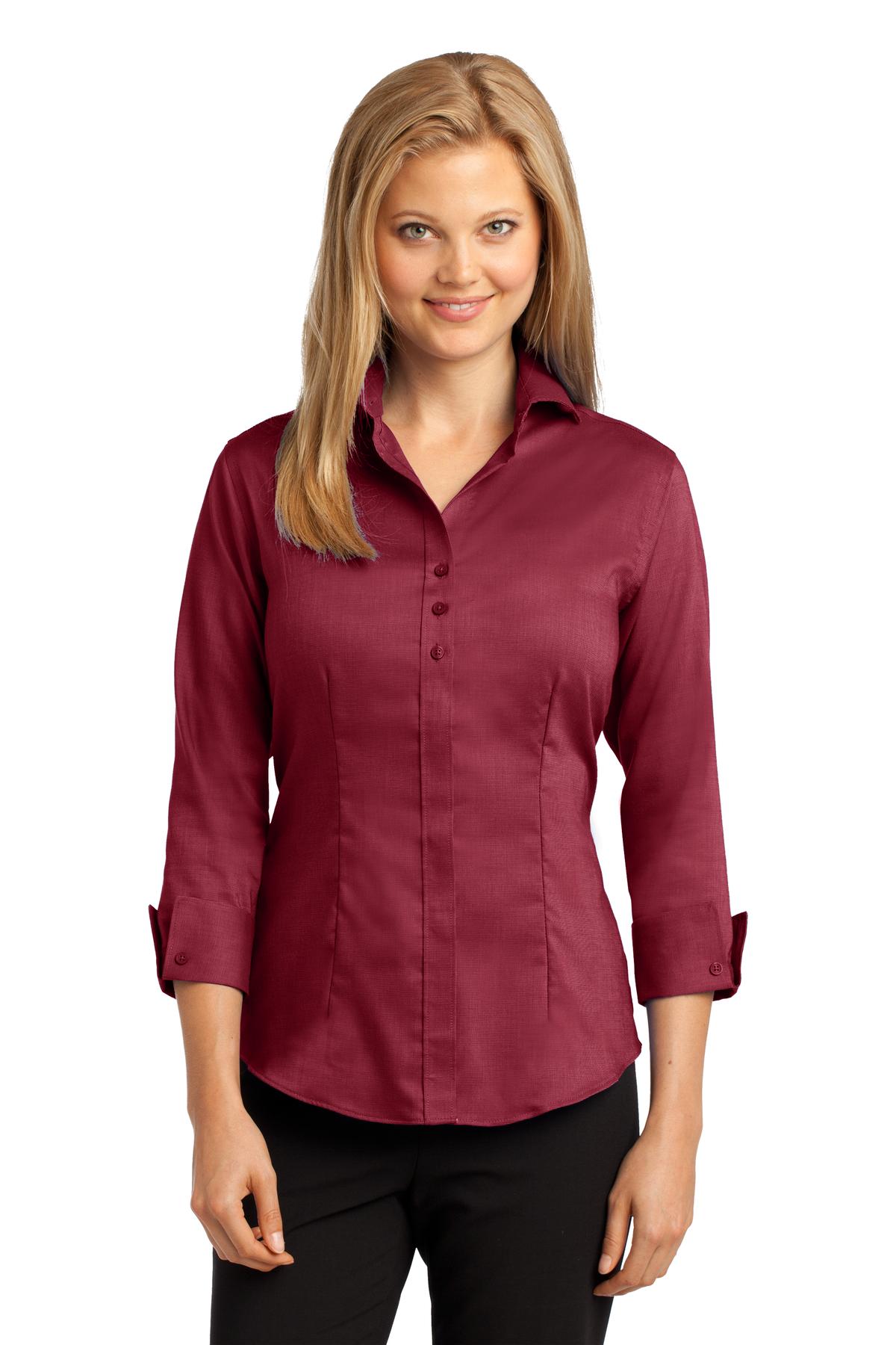 Red House Women's 3/4-Sleeve Nailhead Non-Iron Shirt. RH69 Corporate Apparel Shirts & Tops