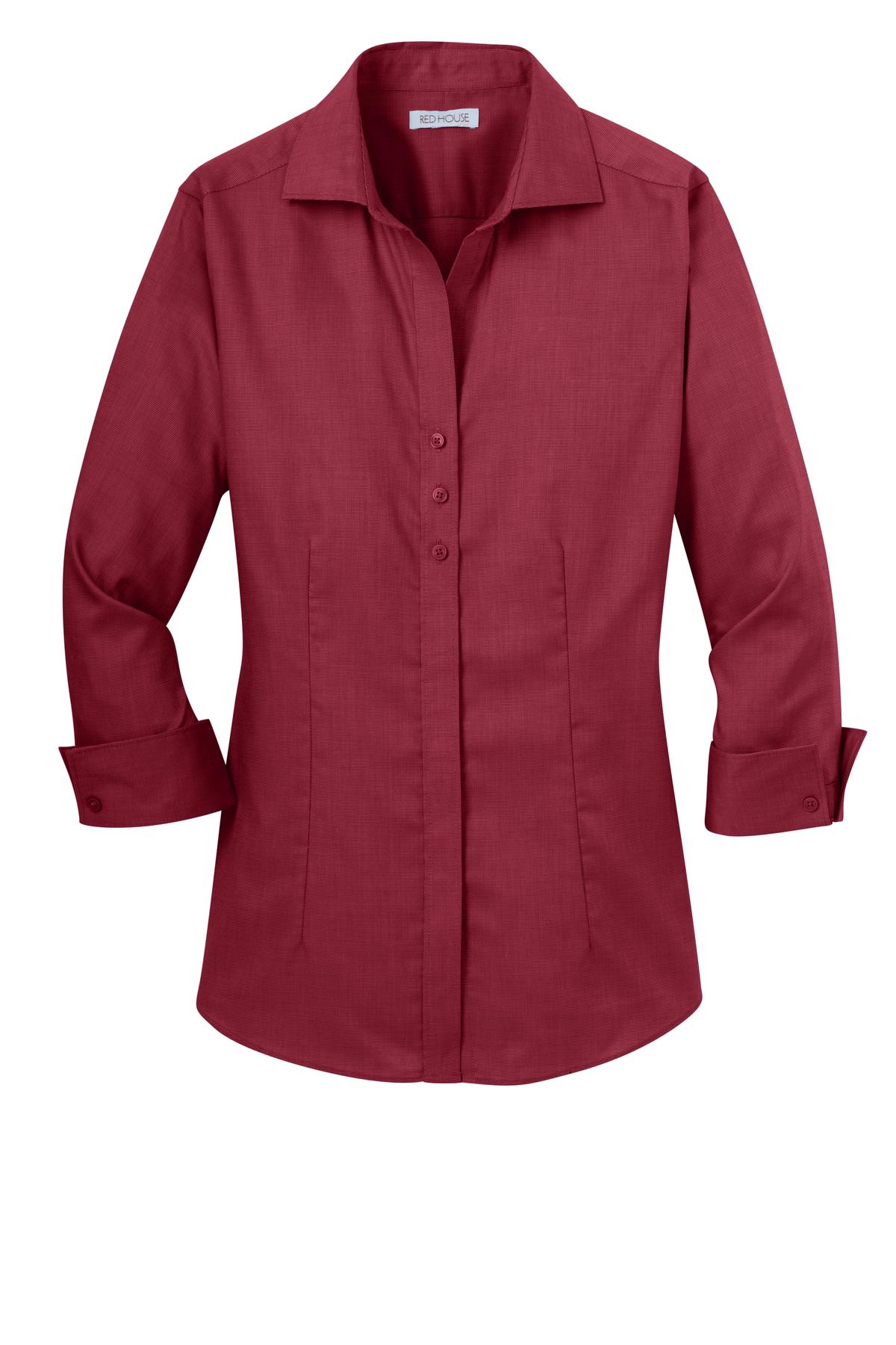 Red House Women's 3/4-Sleeve Nailhead Non-Iron Shirt. RH69 Corporate Apparel Shirts & Tops