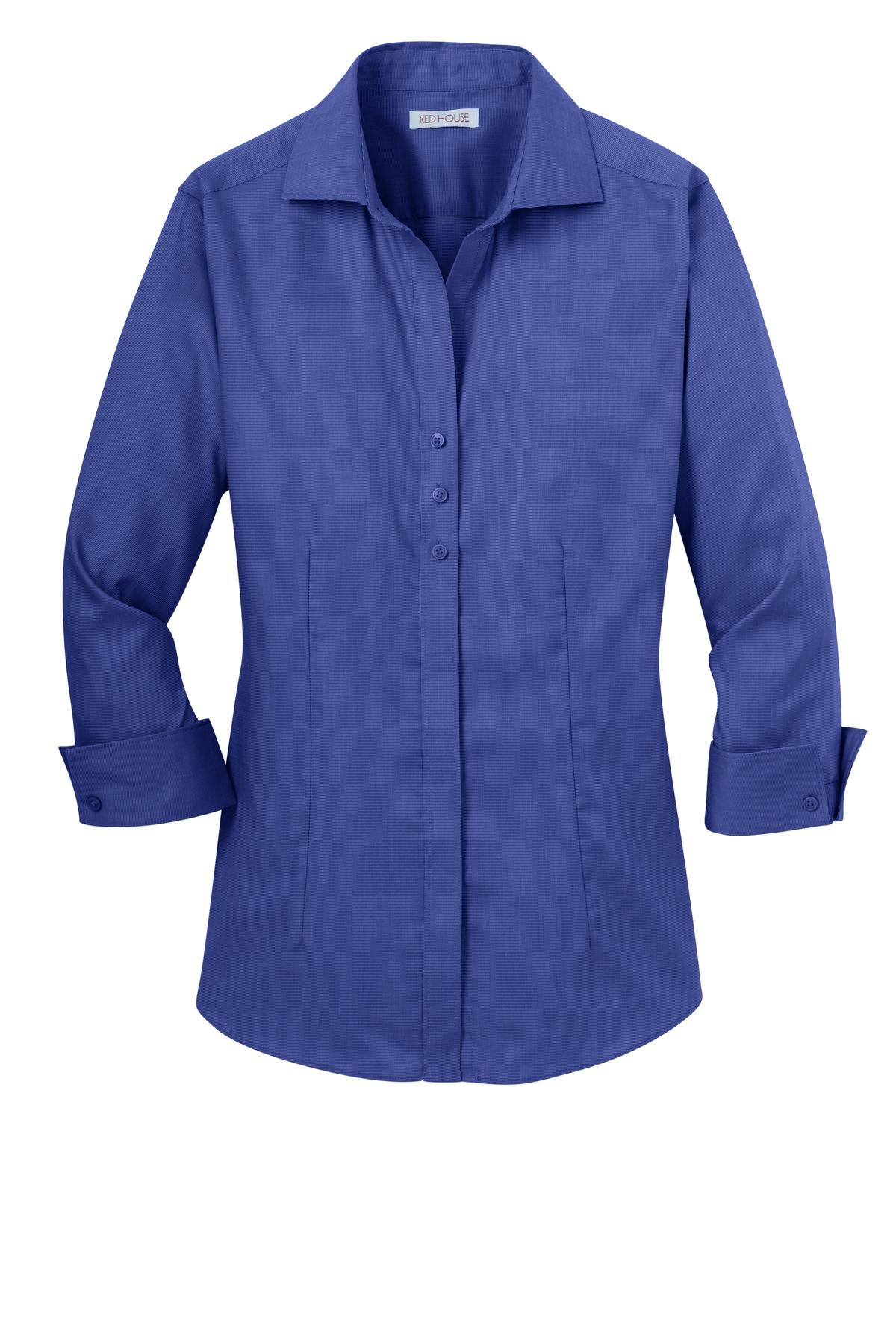 Red House Women's 3/4-Sleeve Nailhead Non-Iron Shirt. RH69 Corporate Apparel Shirts & Tops