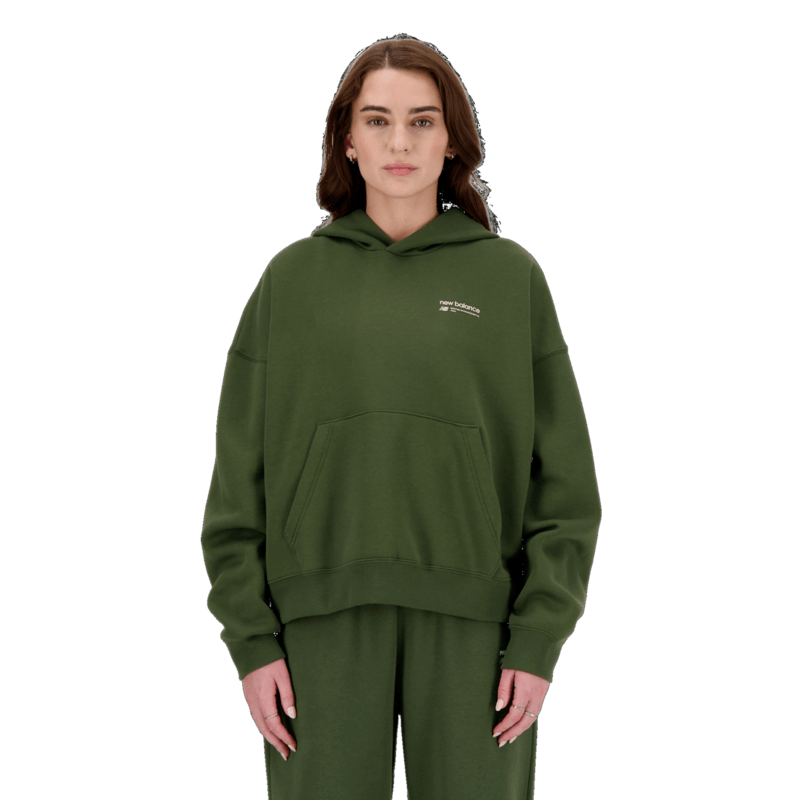 New Balance Women's Linear Heritage Brushed Back Fleece Hoodie Womens Apparel Sweatshirts & Fleece