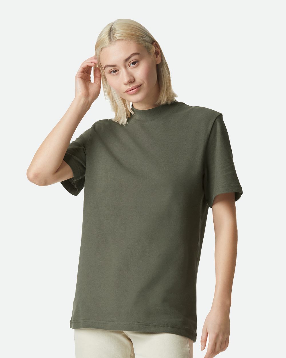 American Women's Apparel Pique Mockneck Tee Womens Apparel Shirts & Tops