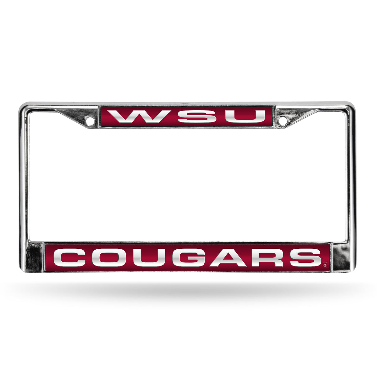 NCAA Washington State Cougars - WSU Laser Cut Chrome License Plate Frame Fan Gear NCAA Washington State Cougars