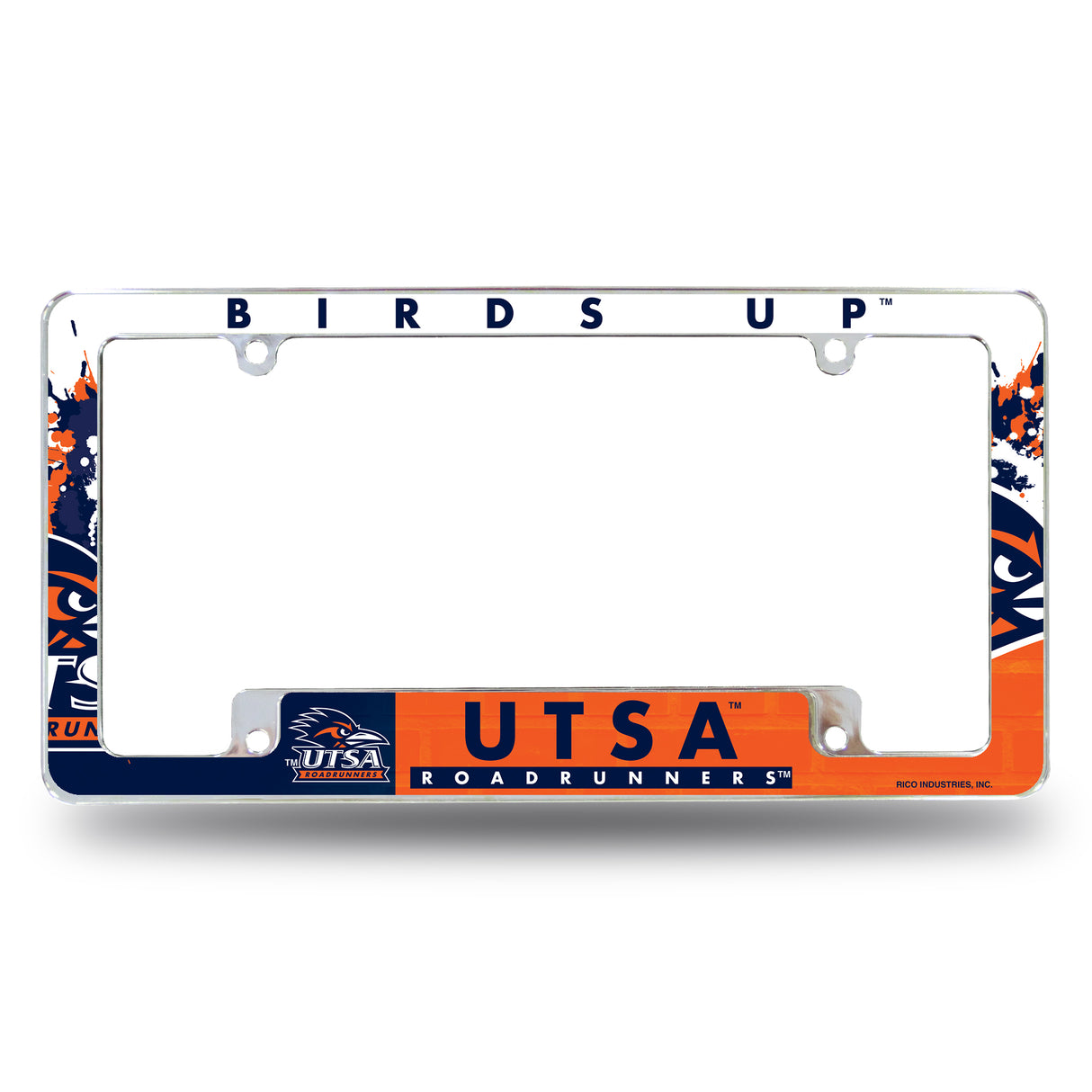 NCAA Texas-San Antonio Roadrunners - UTSA All Over Chrome License Plate Frame Fan Gear NCAA Texas-San Antonio Roadrunners
