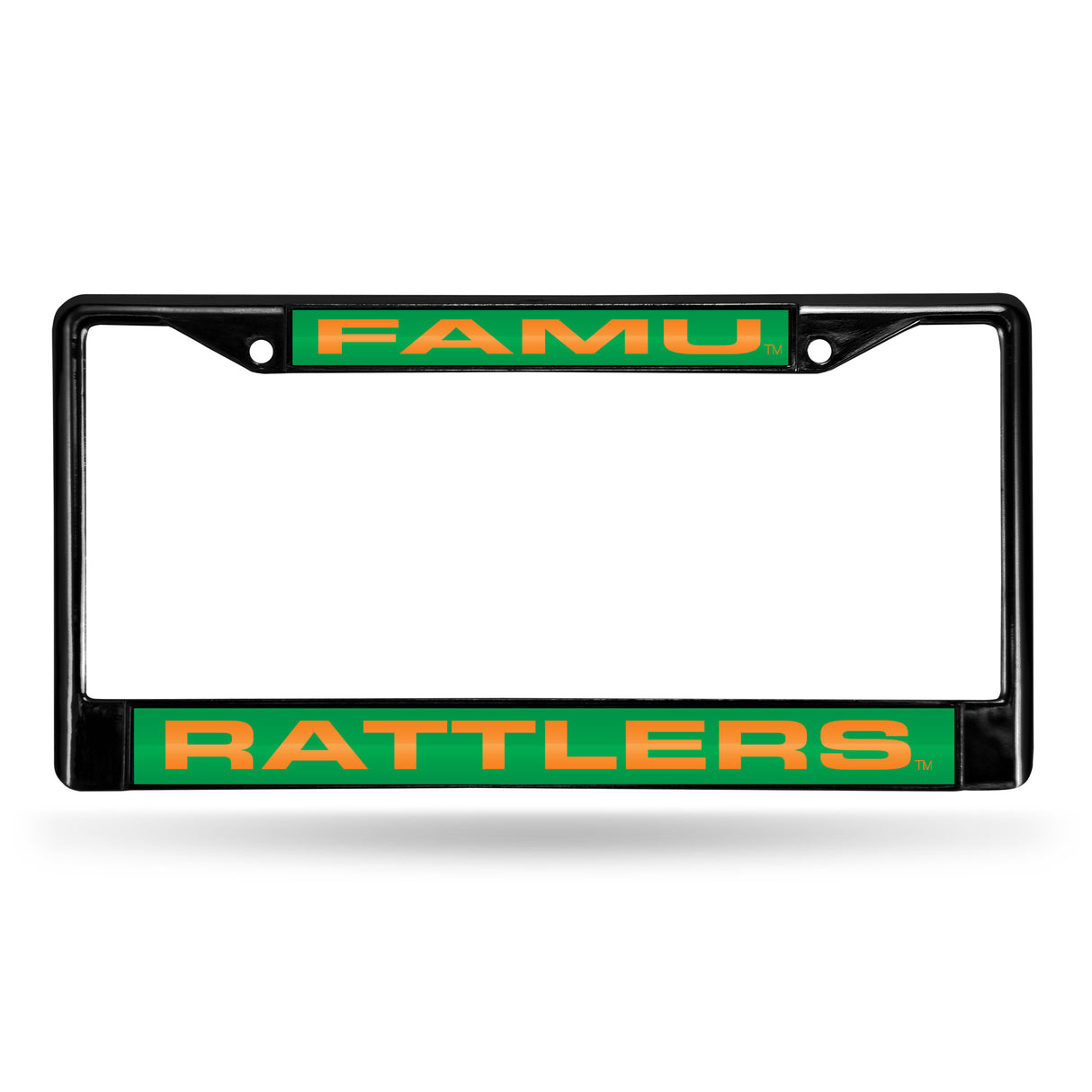 NCAA Florida A&M Rattlers - FAMU Laser Cut Black Chrome License Plate Frame Fan Gear NCAA Florida A&M Rattlers