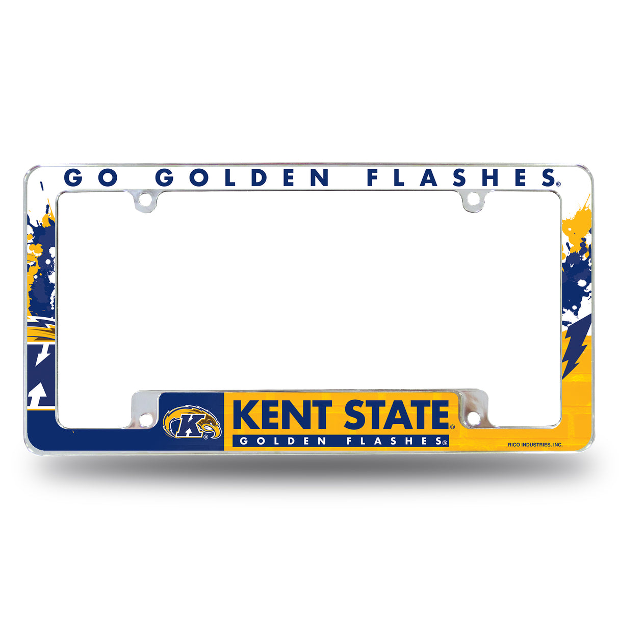 NCAA Kent State Golden Flashes All Over Chrome License Plate Frame Fan Gear NCAA Kent State Golden Flashes