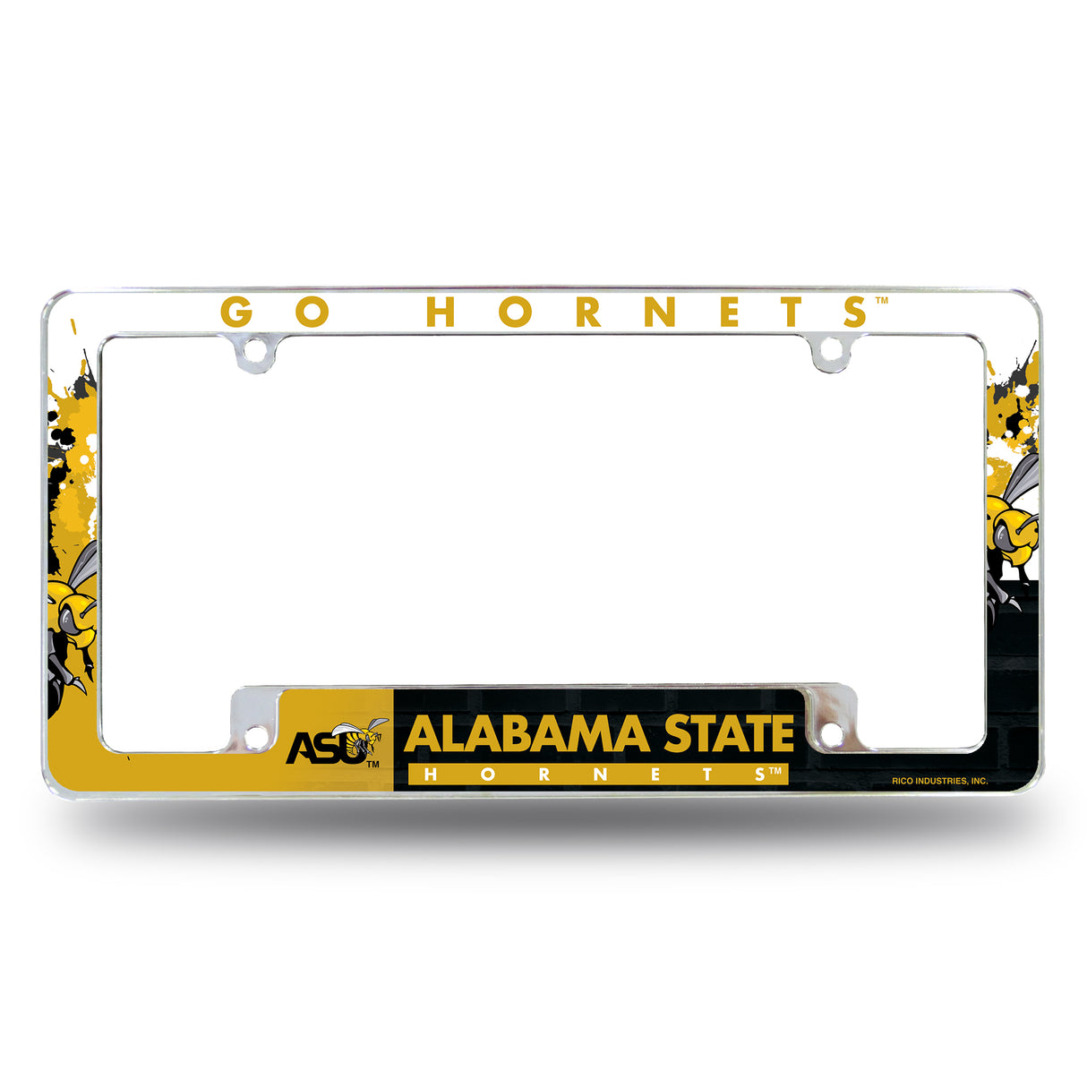 NCAA Alabama State Hornets All Over Chrome License Plate Frame Fan Gear NCAA Alabama State Hornets