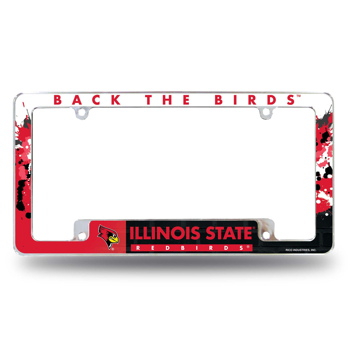 NCAA Illinois State Redbirds All Over Chrome License Plate Frame Fan Gear NCAA Illinois State Redbirds