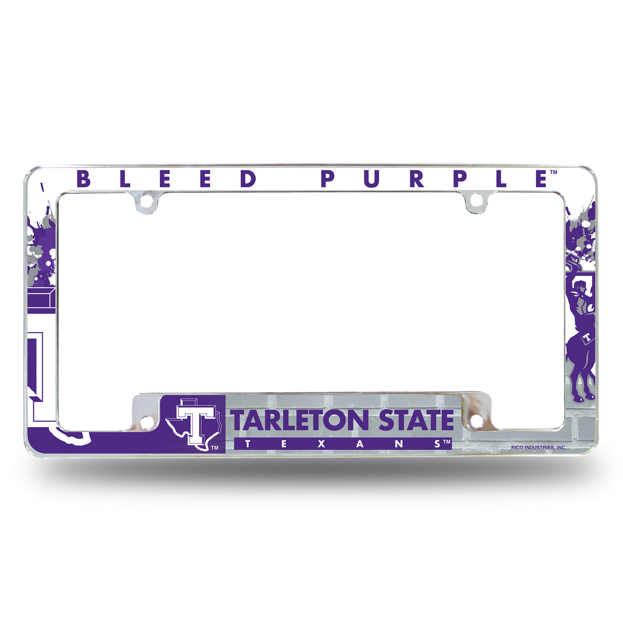 NCAA Tarleton State Texans All Over Chrome License Plate Frame Fan Gear NCAA Tarleton State Texans