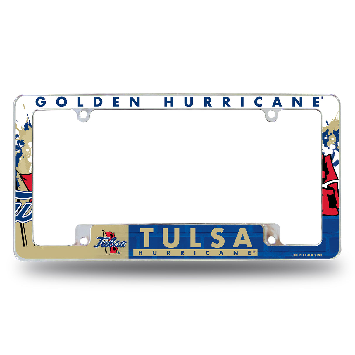 NCAA Tulsa Golden Hurricane All Over Chrome License Plate Frame Fan Gear NCAA Tulsa Golden Hurricane