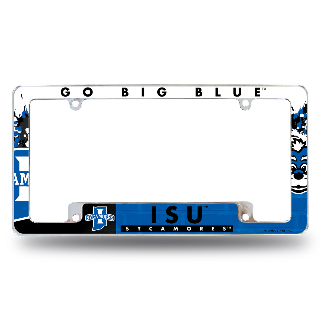 NCAA Indiana State Sycamores All Over Chrome License Plate Frame Fan Gear NCAA Indiana State Sycamores