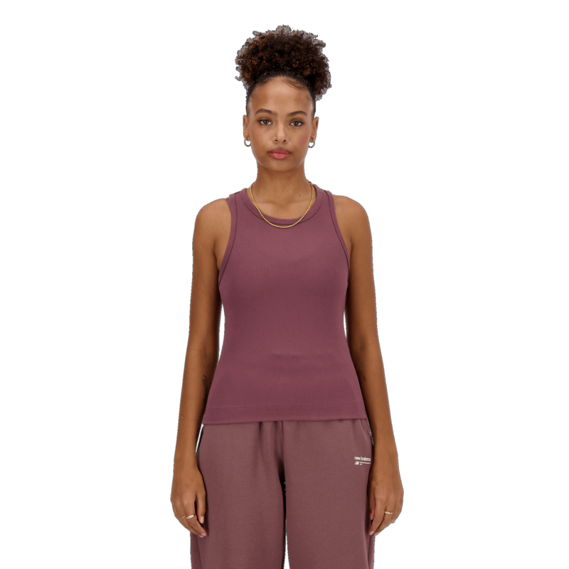 New Balance Women's Linear Heritage Rib Knit Racer Tank Womens Apparel Shirts & Tops