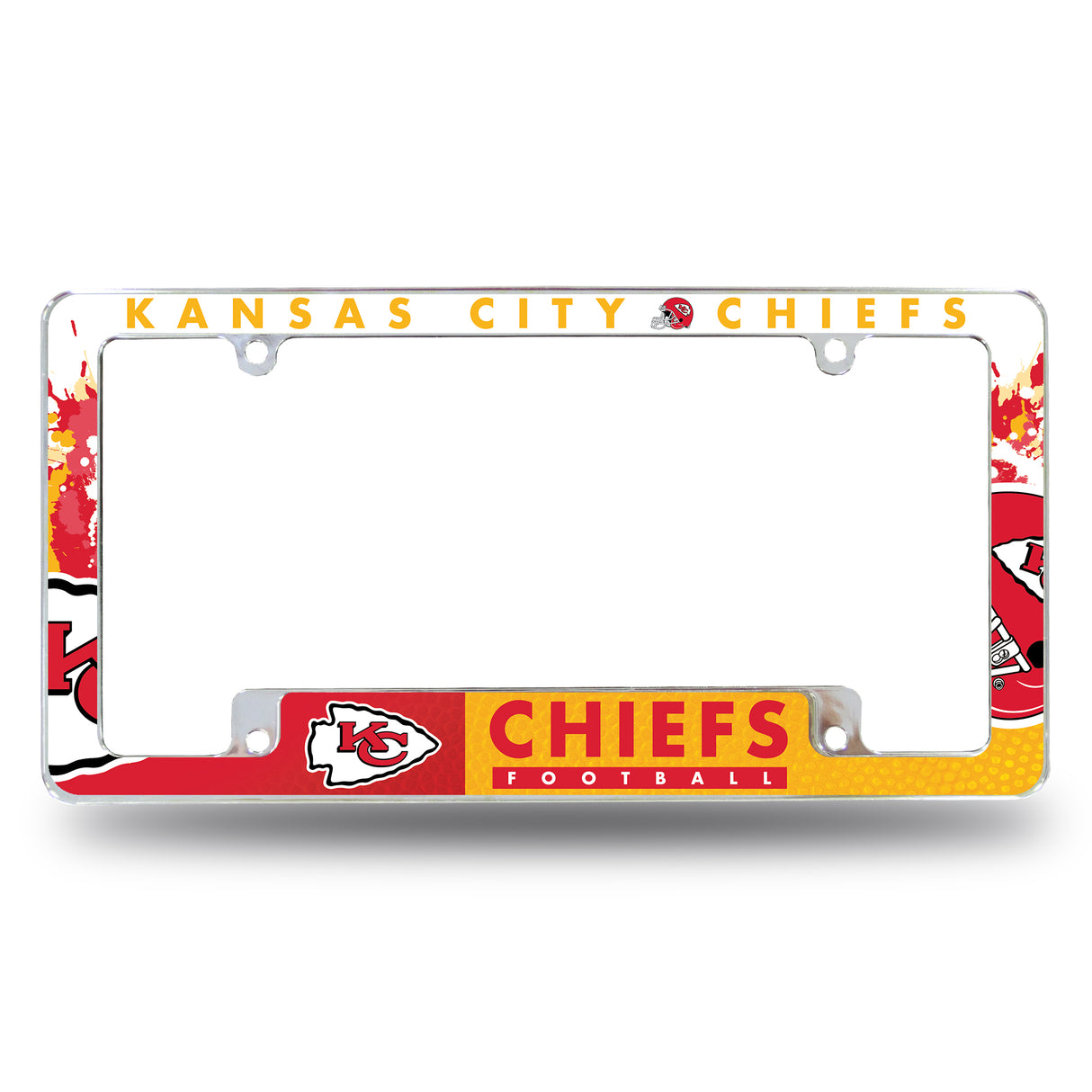 NFL Kansas City Chiefs All Over Chrome License Plate Frame Fan Gear NFL Kansas City Chiefs