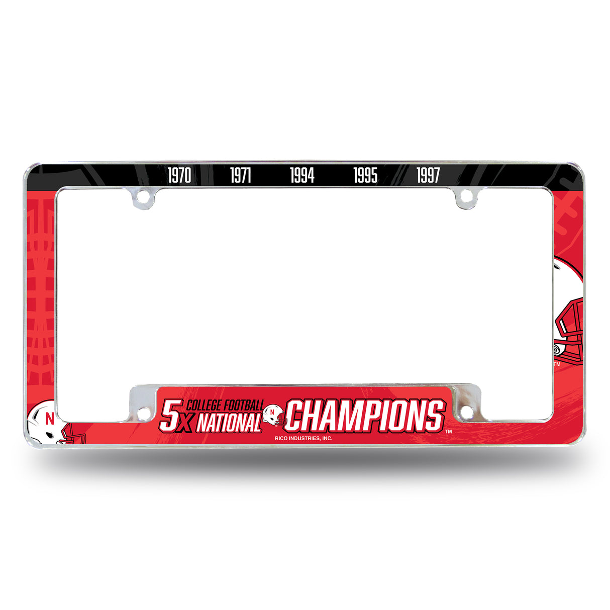 NCAA Nebraska Cornhuskers All Over Chrome License Plate Frame Fan Gear NCAA Nebraska Cornhuskers