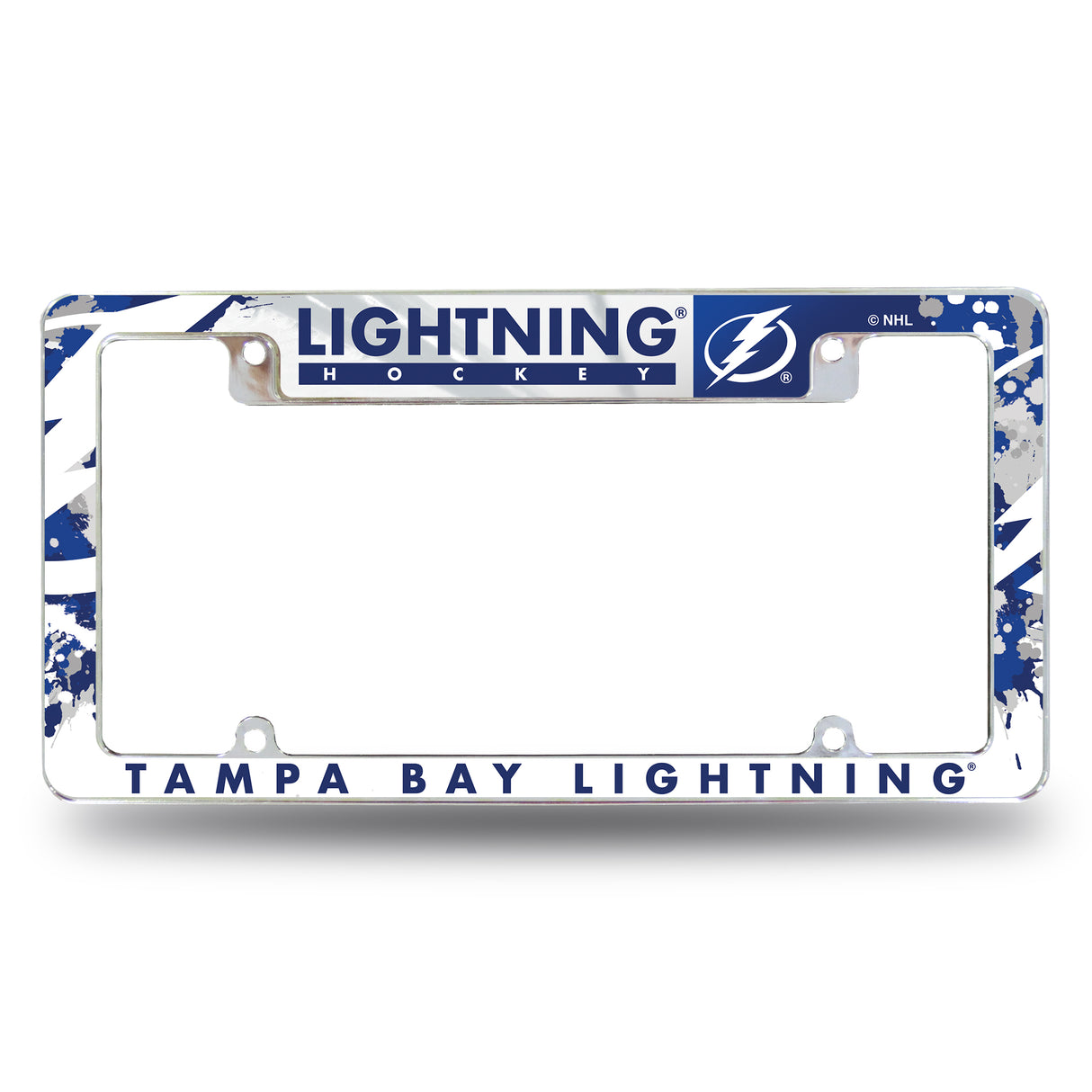NHL Tampa Bay Lightning All Over Chrome License Plate Frame Fan Gear NHL Tampa Bay Lightning
