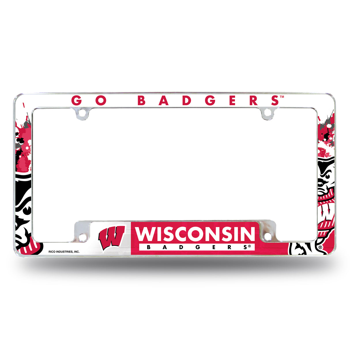 NCAA Wisconsin Badgers All Over Chrome License Plate Frame Fan Gear NCAA Wisconsin Badgers