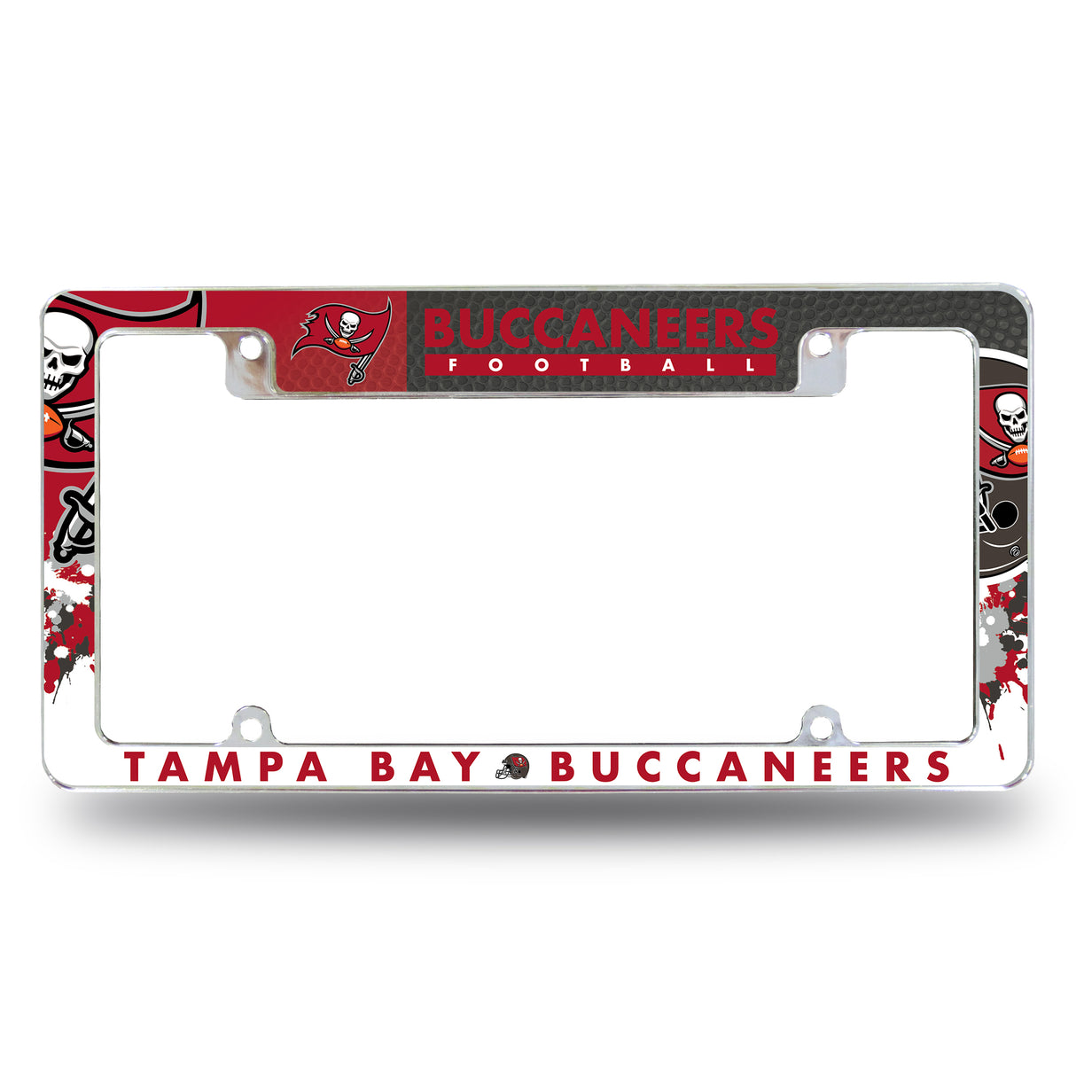NFL Tampa Bay Buccaneers All Over Chrome License Plate Frame Fan Gear NFL Tampa Bay Buccaneers