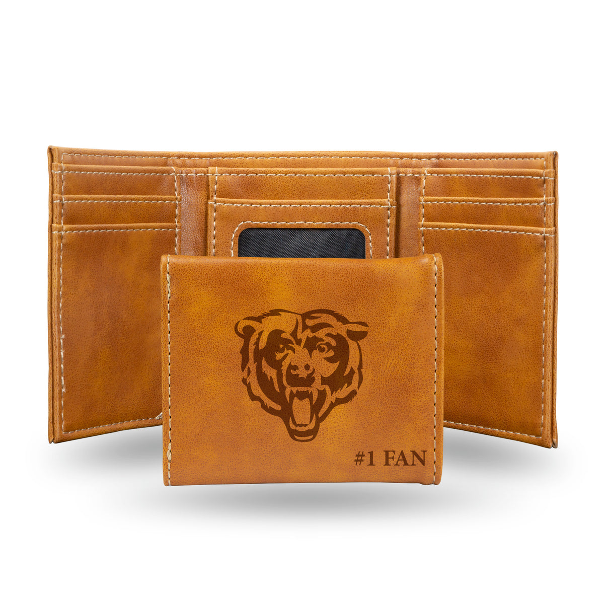 NFL Chicago Bears Laser Engraved Trifold Wallet Fan Gear NFL Chicago Bears