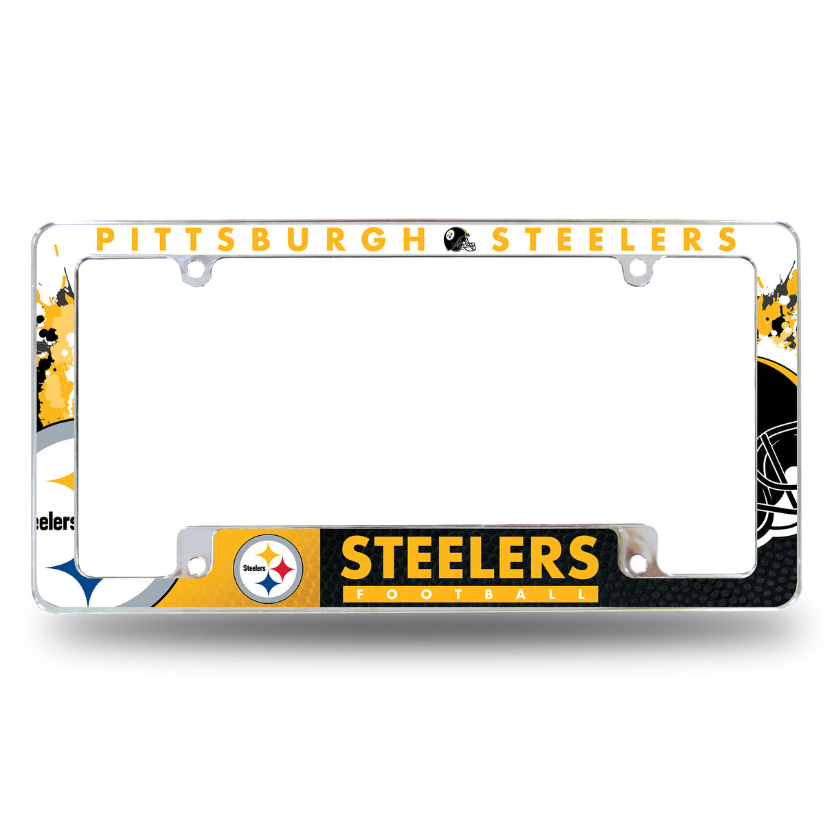 NFL Pittsburgh Steelers All Over Chrome License Plate Frame Fan Gear NFL Pittsburgh Steelers
