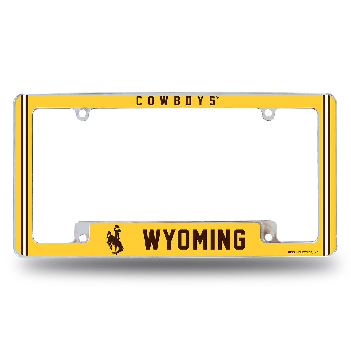 NCAA Wyoming Cowboys All Over Chrome License Plate Frame Fan Gear NCAA Wyoming Cowboys