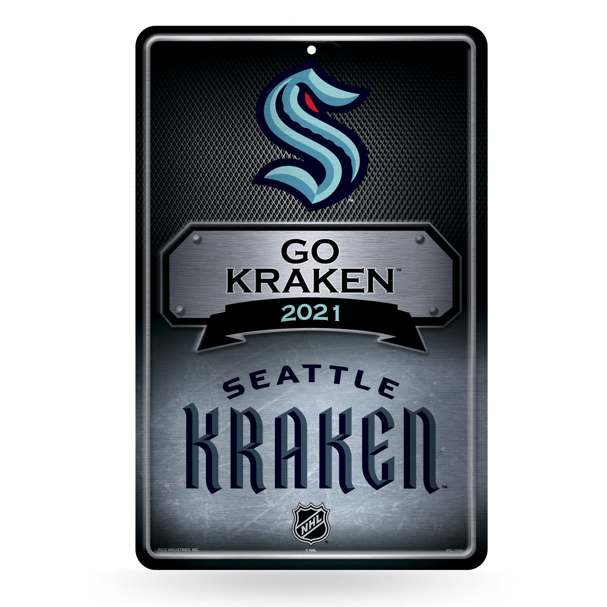NHL Seattle Kraken Large Metal Sign Fan Gear NHL Seattle Kraken