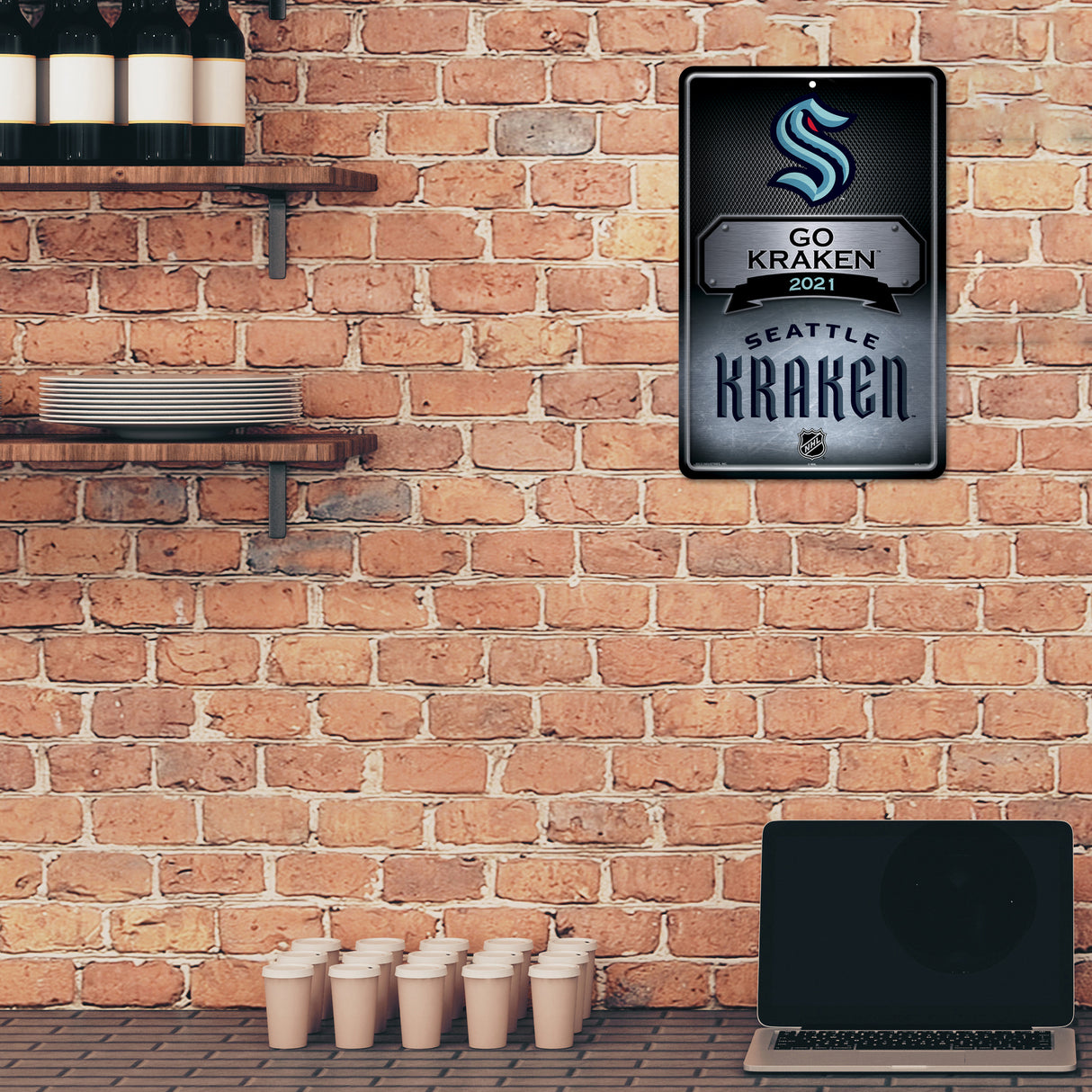 NHL Seattle Kraken Large Metal Sign Fan Gear NHL Seattle Kraken