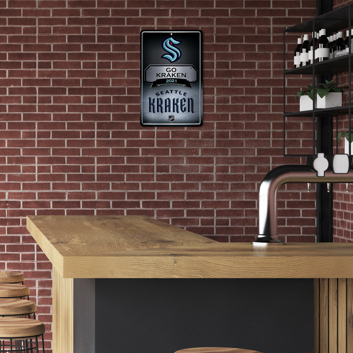 NHL Seattle Kraken Large Metal Sign Fan Gear NHL Seattle Kraken