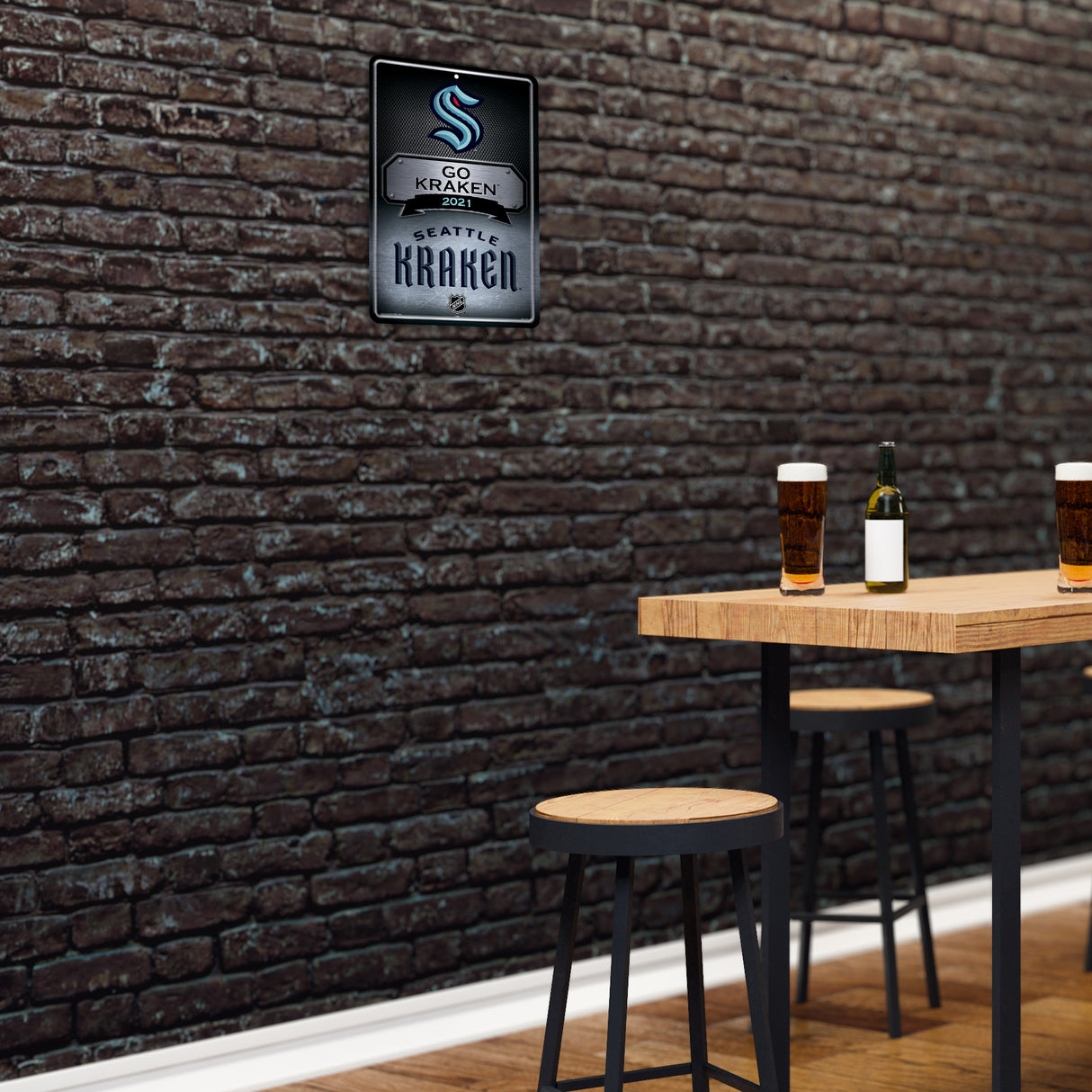 NHL Seattle Kraken Large Metal Sign Fan Gear NHL Seattle Kraken