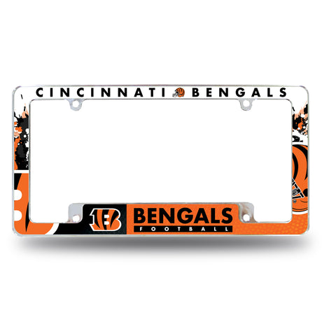 NFL Cincinnati Bengals All Over Chrome License Plate Frame Fan Gear NFL Cincinnati Bengals
