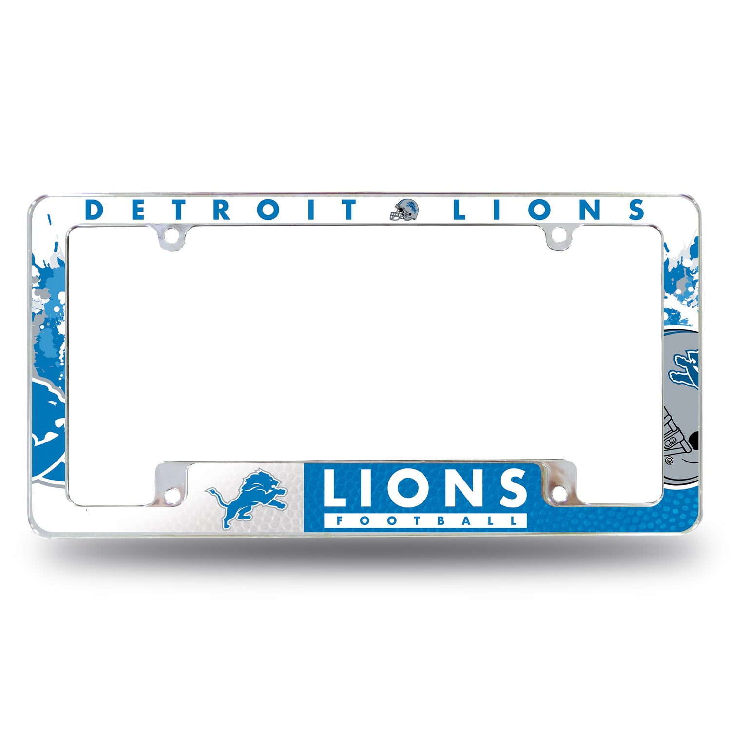NFL Detroit Lions All Over Chrome License Plate Frame Fan Gear NFL Detroit Lions