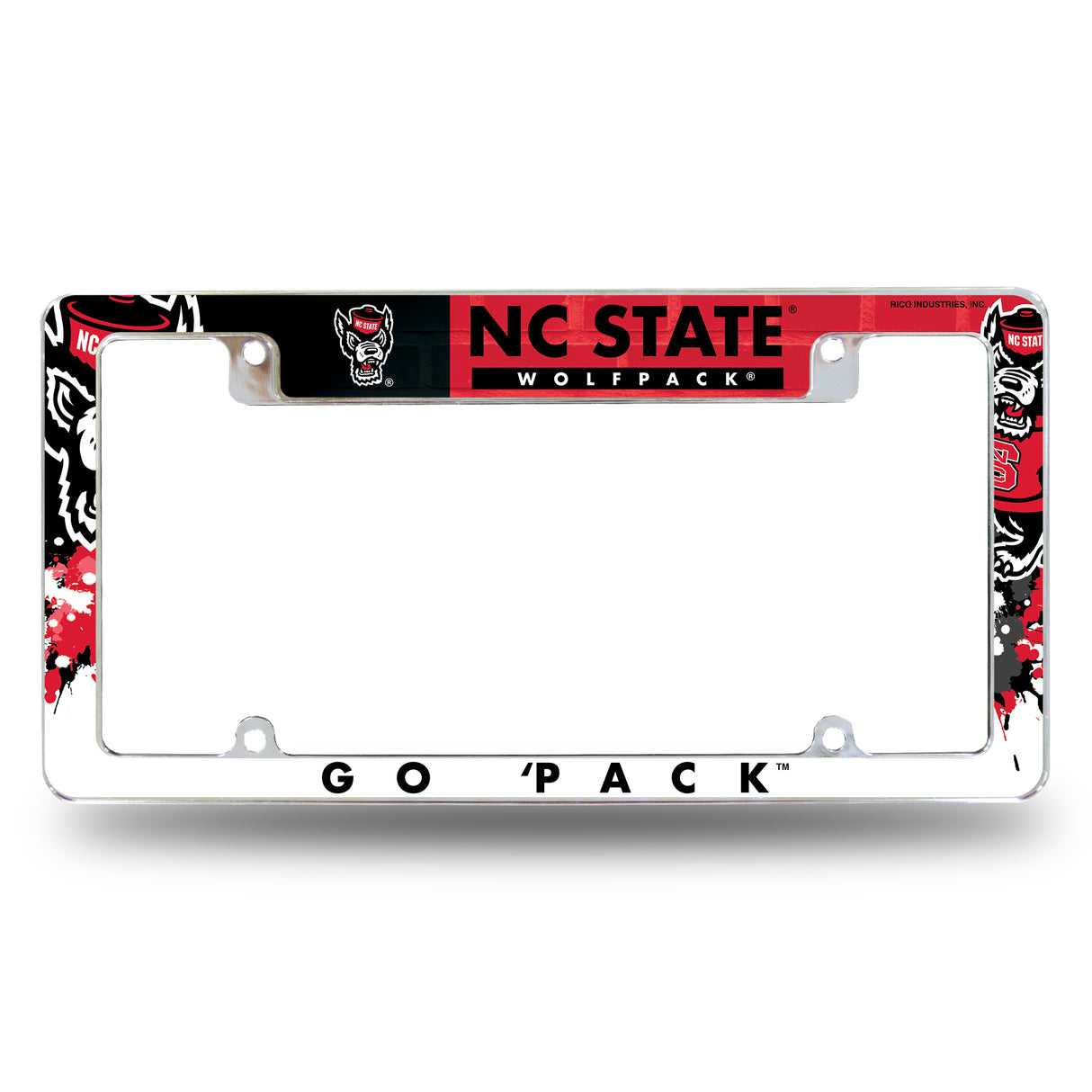 NCAA North Carolina State Wolfpack All Over Chrome License Plate Frame Fan Gear NCAA North Carolina State Wolfpack
