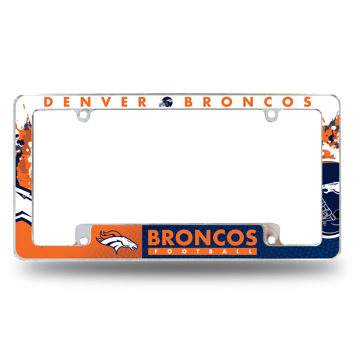 NFL Denver Broncos All Over Chrome License Plate Frame Fan Gear NFL Denver Broncos