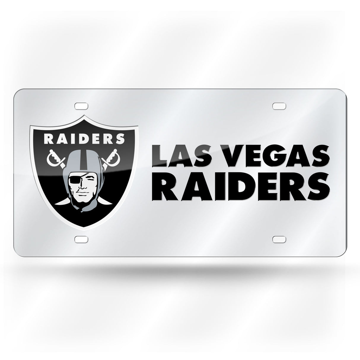 NFL Las Vegas Raiders Laser Cut Silver License Plate Tag Fan Gear NFL Las Vegas Raiders