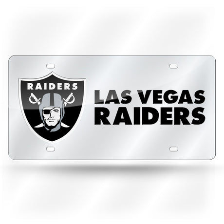 NFL Las Vegas Raiders Laser Cut Silver License Plate Tag Fan Gear NFL Las Vegas Raiders