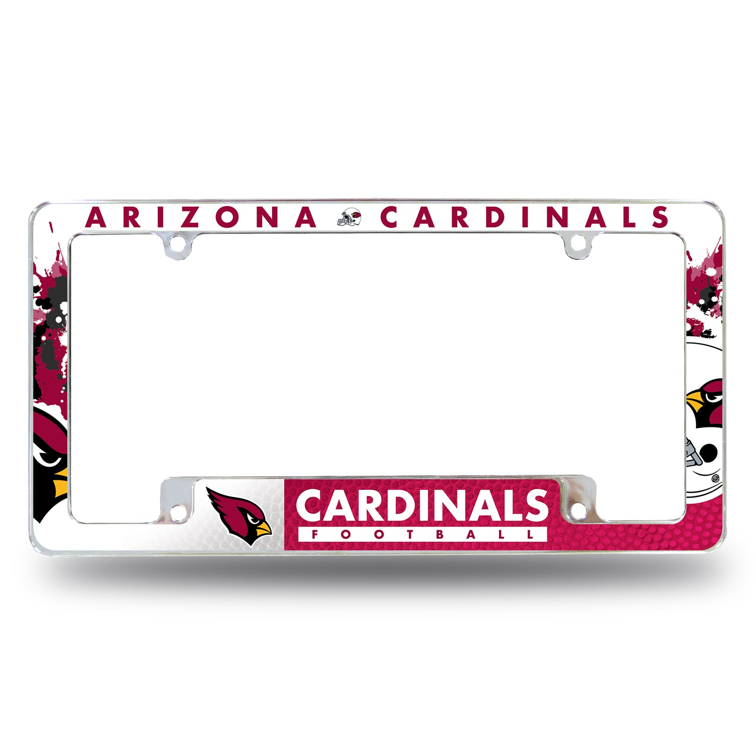 NFL Arizona Cardinals All Over Chrome License Plate Frame Fan Gear NFL Arizona Cardinals