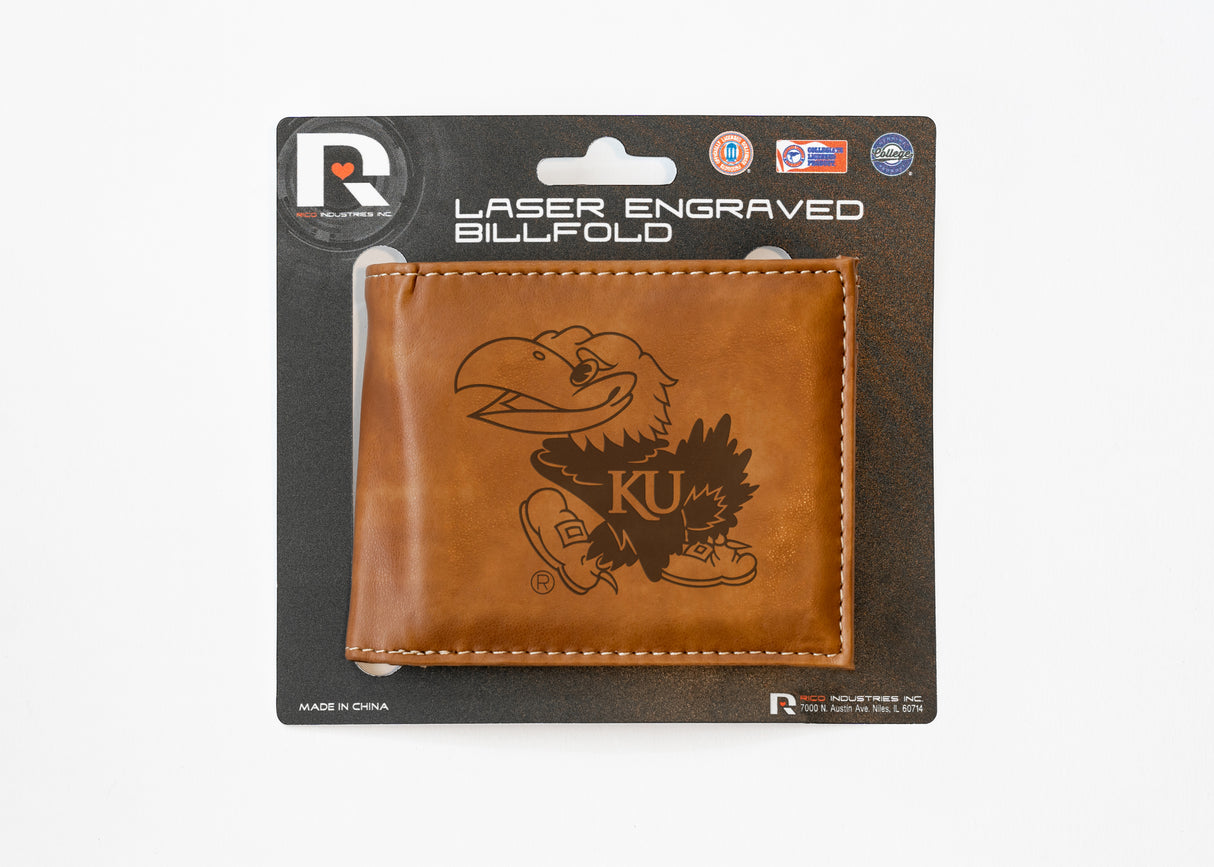 NCAA Kansas Jayhawks Laser Engraved Bill-Fold Fan Gear NCAA Kansas Jayhawks