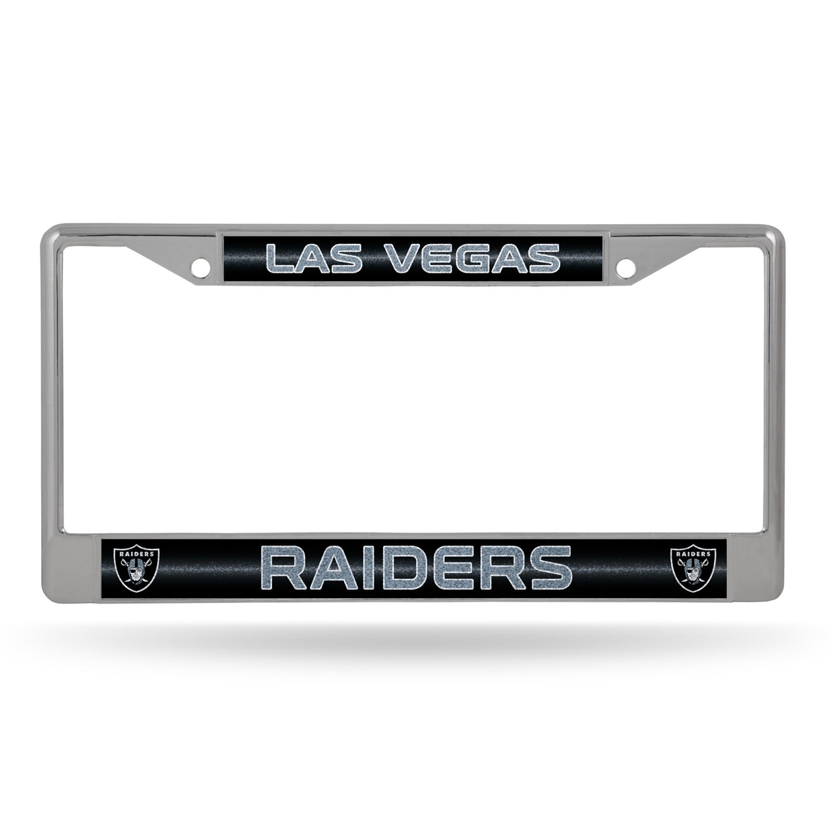 NFL Las Vegas Raiders Chrome Glitter License Plate Frame Fan Gear NFL Las Vegas Raiders