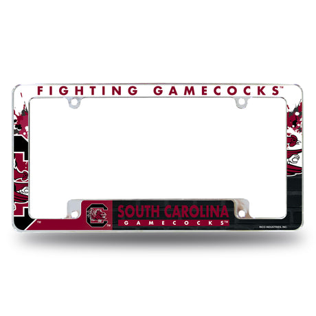 NCAA South Carolina Gamecocks All Over Chrome License Plate Frame Fan Gear NCAA South Carolina Gamecocks