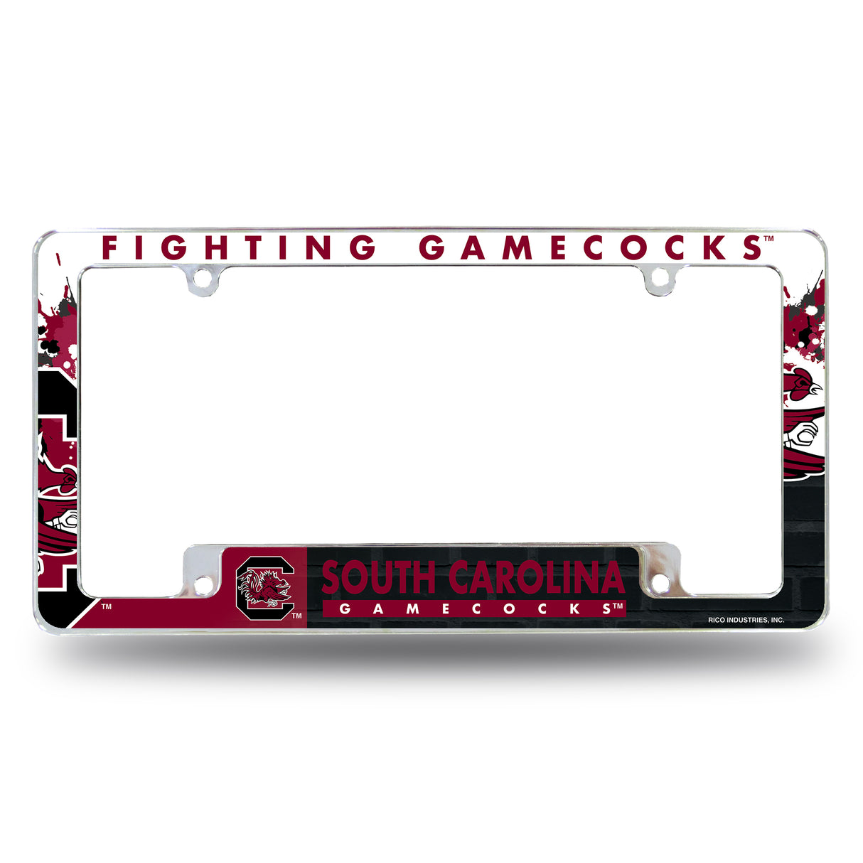 NCAA South Carolina Gamecocks All Over Chrome License Plate Frame Fan Gear NCAA South Carolina Gamecocks